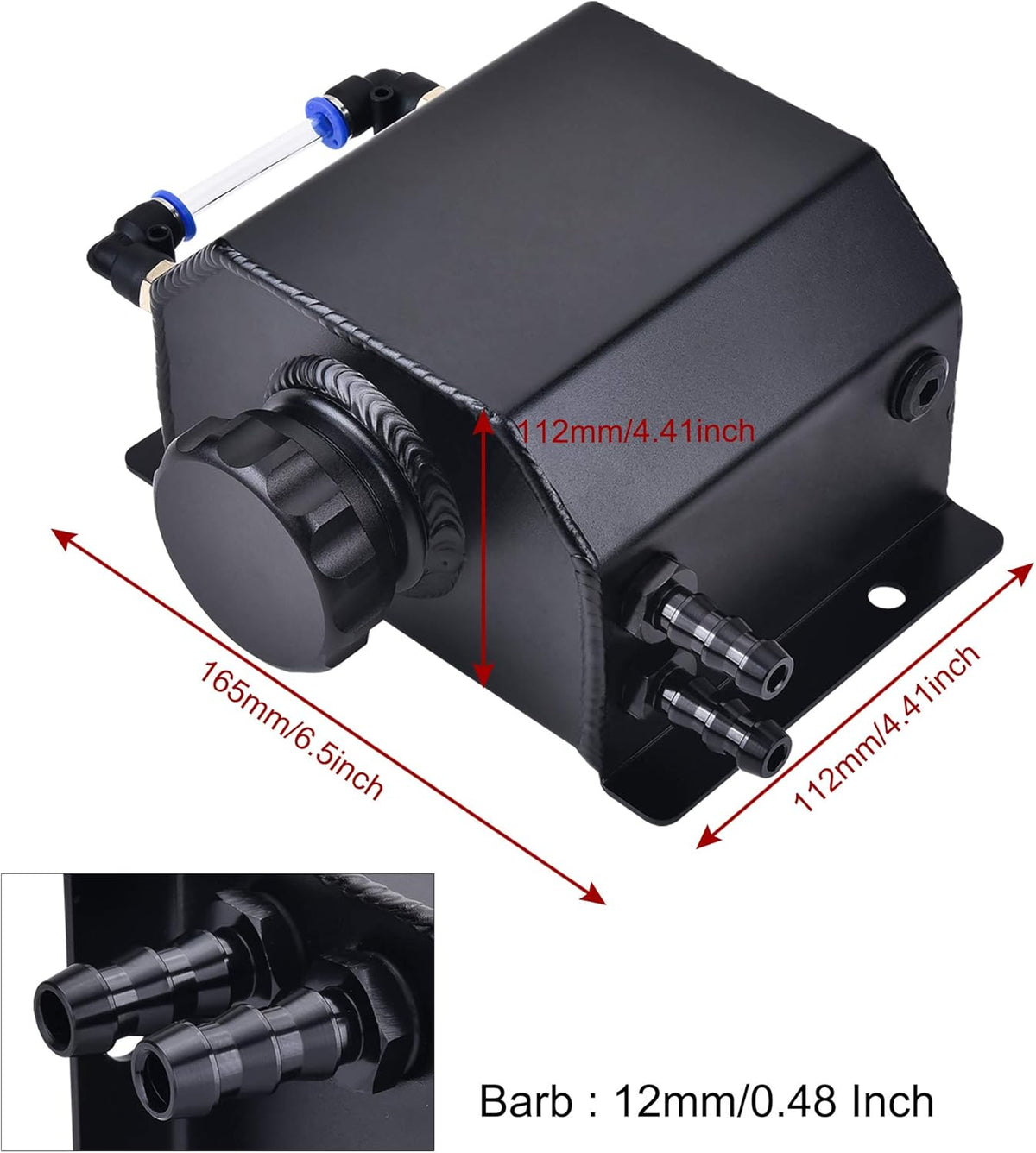 Black Universal Coolant Radiator Overflow Tank U57707