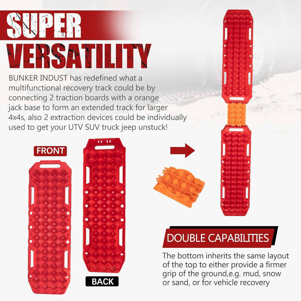 2 Pcs Red Off-Road Traction Boards with Carry Bag Q679113