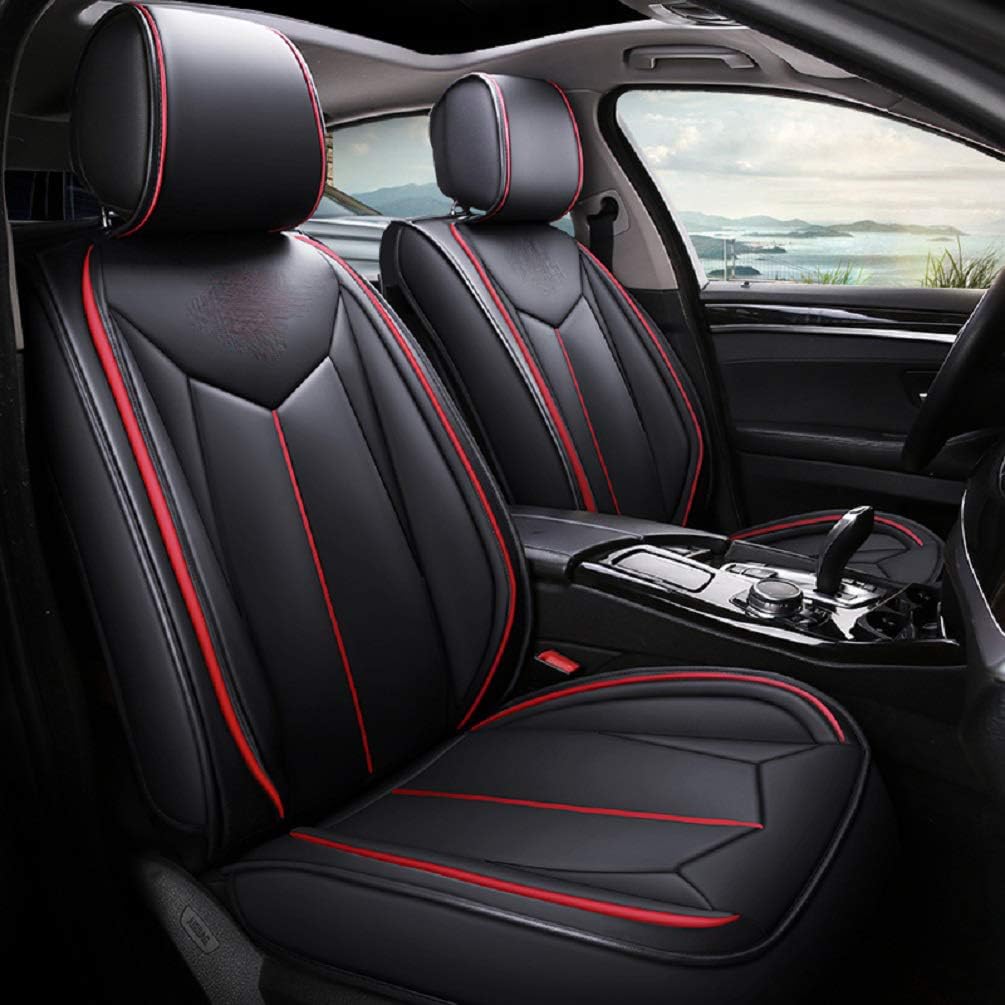 Leather Four Seasons Seat Cover 5 Seats Full Set Universal fit Red G257