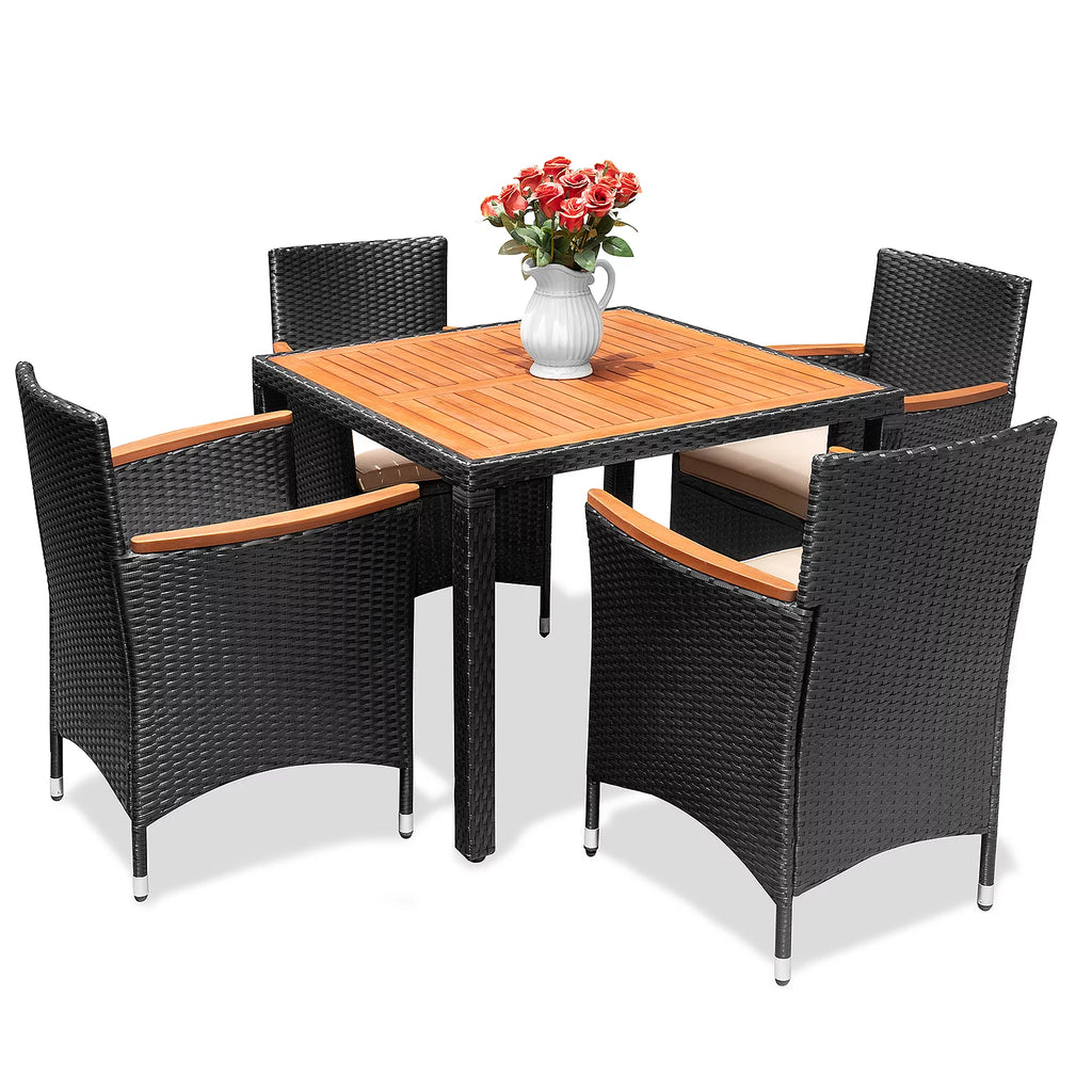 7 Pieces PE Rattan Wicker Patio Dining Set with Cushions G821