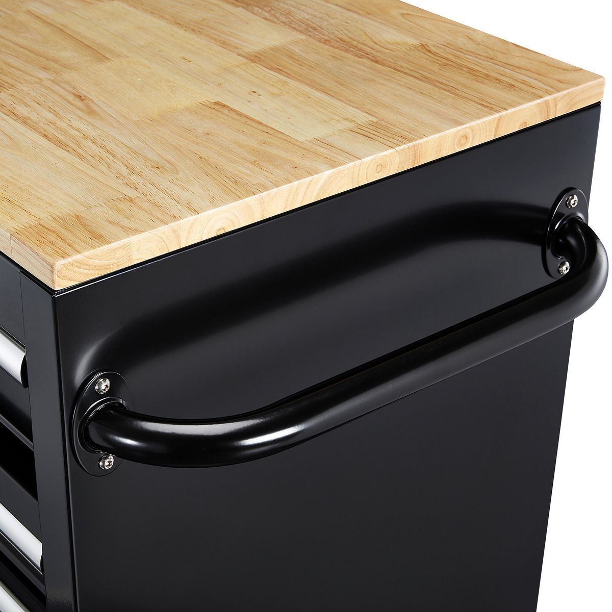 Black 9-Drawer Mobile Storage Cabinet with Solid Wood Top S6745