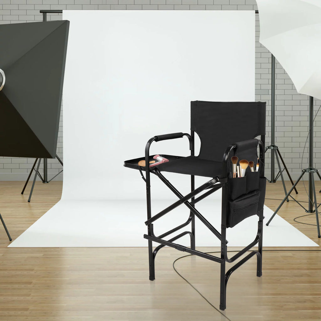 Black Folding Directors Chair with Side Table Storage Bag B8396