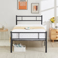 Twin Size Black Metal Platform Bed Frame with Headboard and Footboard E63423