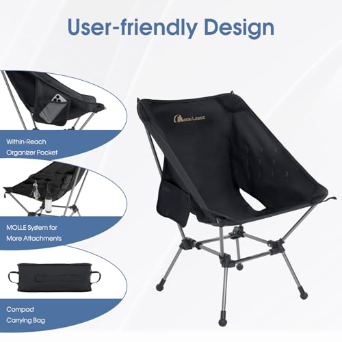 Portable Camping Chair 330Lbs Capacity Black J63863