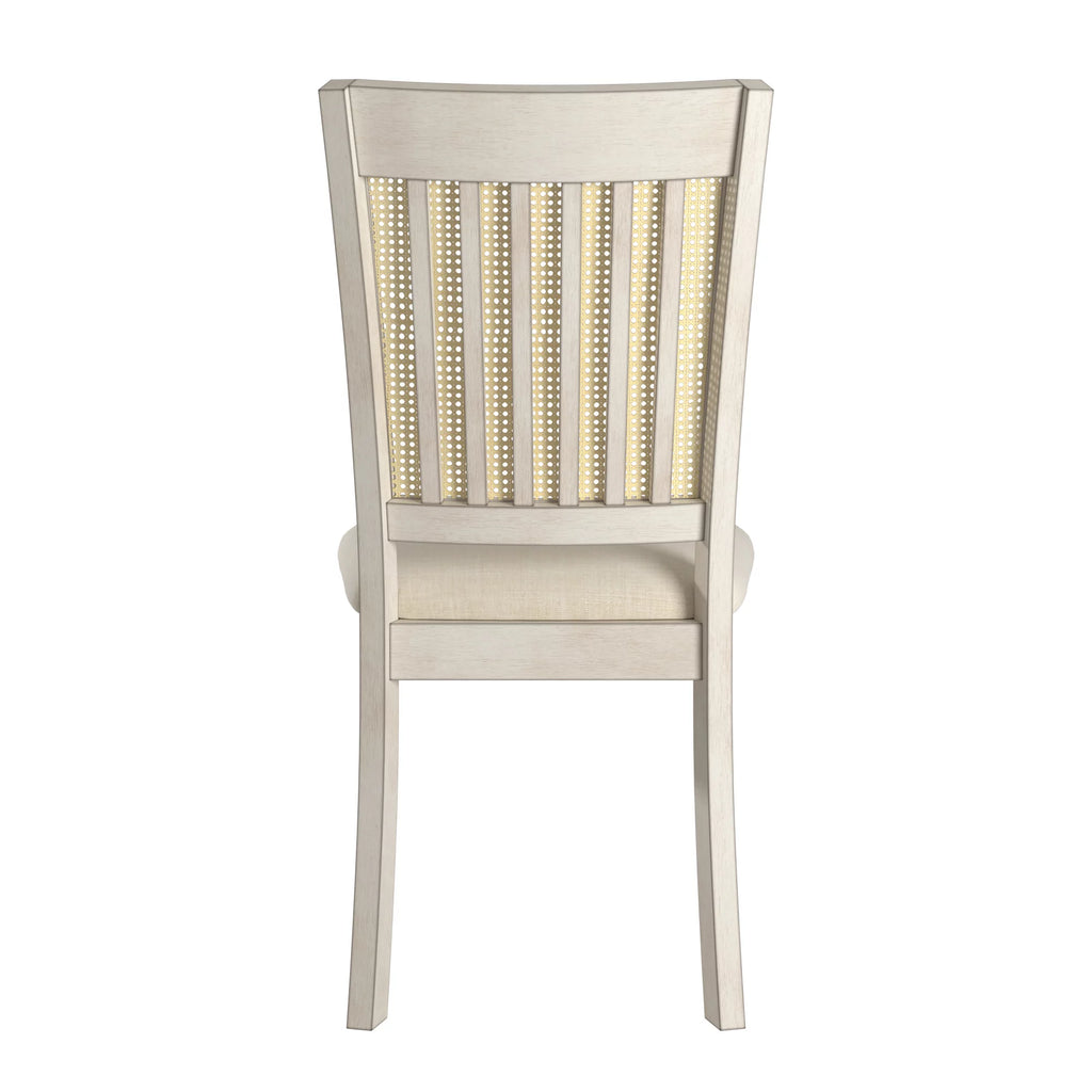 Antique White Beige Linen Dining Chair Set of 2 R8590