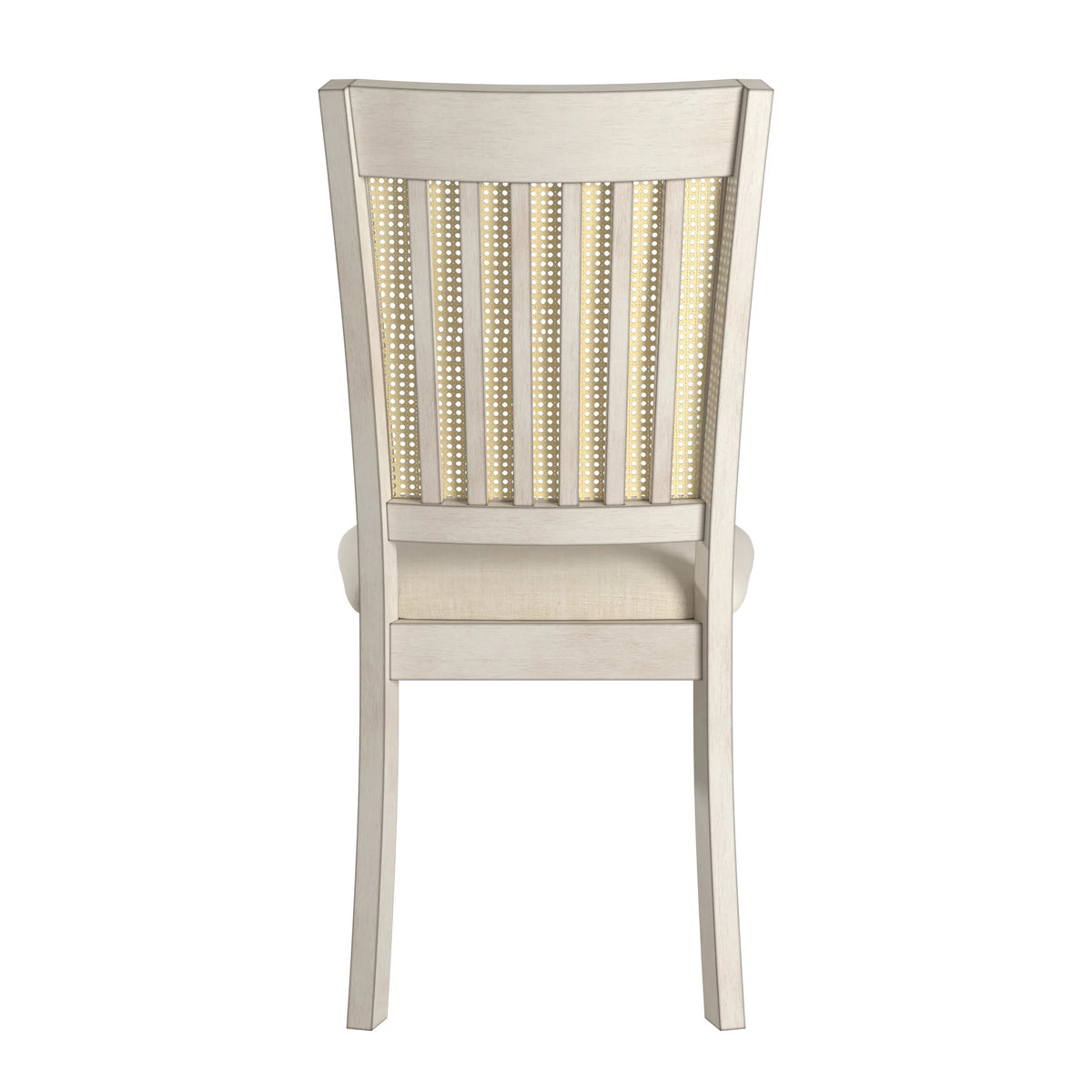 Antique White Beige Linen Dining Chair Set of 2 R8590