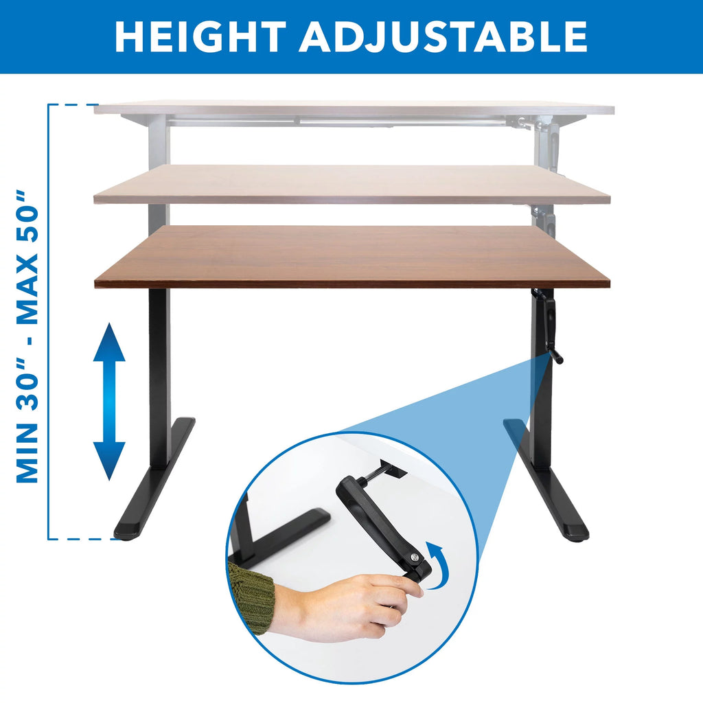 Hand Crank Standing Desk Frame with 55" Desktop I375562