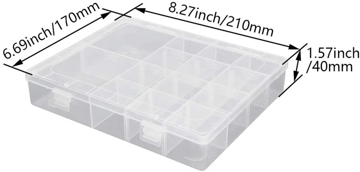 Plastic Organizer 14 Removable Grids Transparent Storage Box E968809