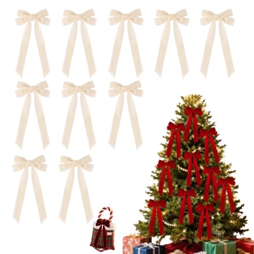 Velvet Christmas Tree Bows with Hair Clip, 10 PCS Red Z12459