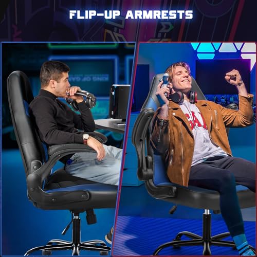Blue Ergonomic Gaming Chair with Flip-up Armrests S4403