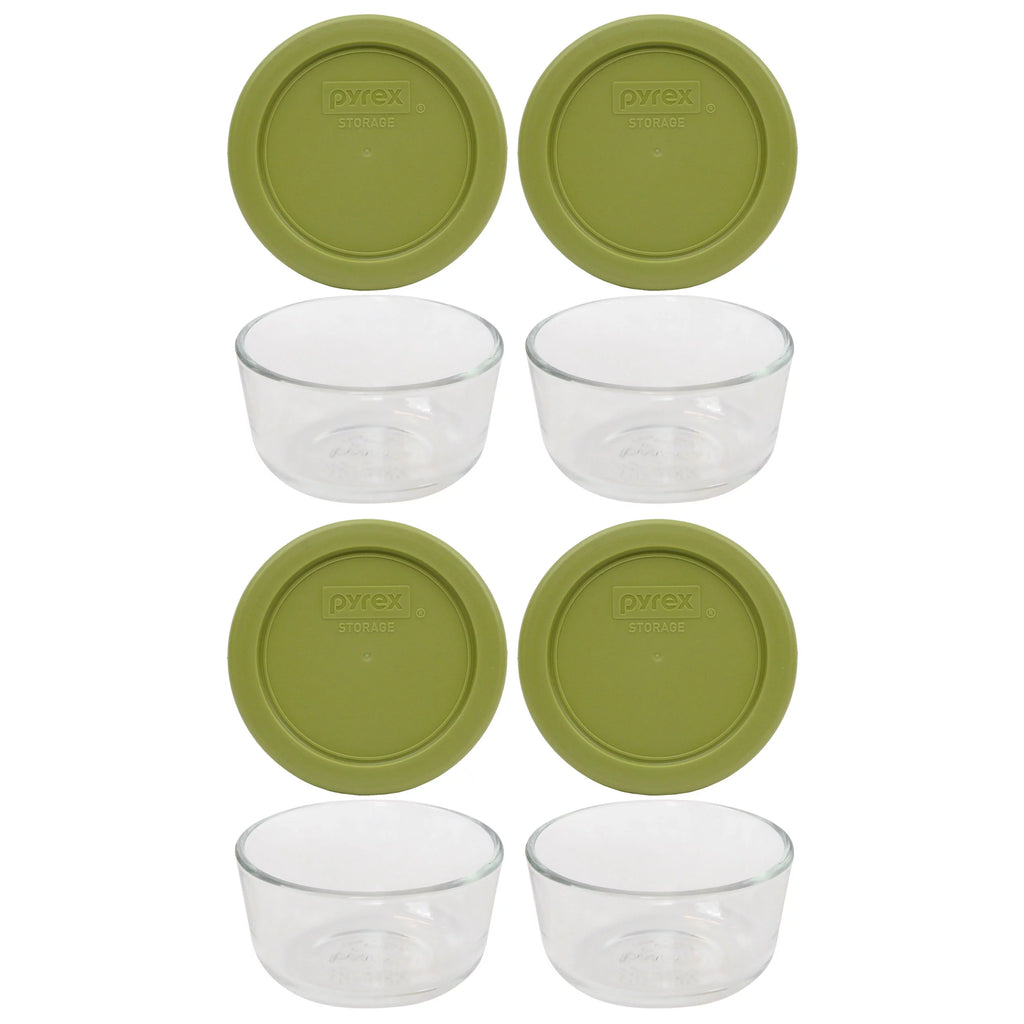 1-Cup Clear Round Glass Food Storage Bowl with Lid 4-Pack W9123