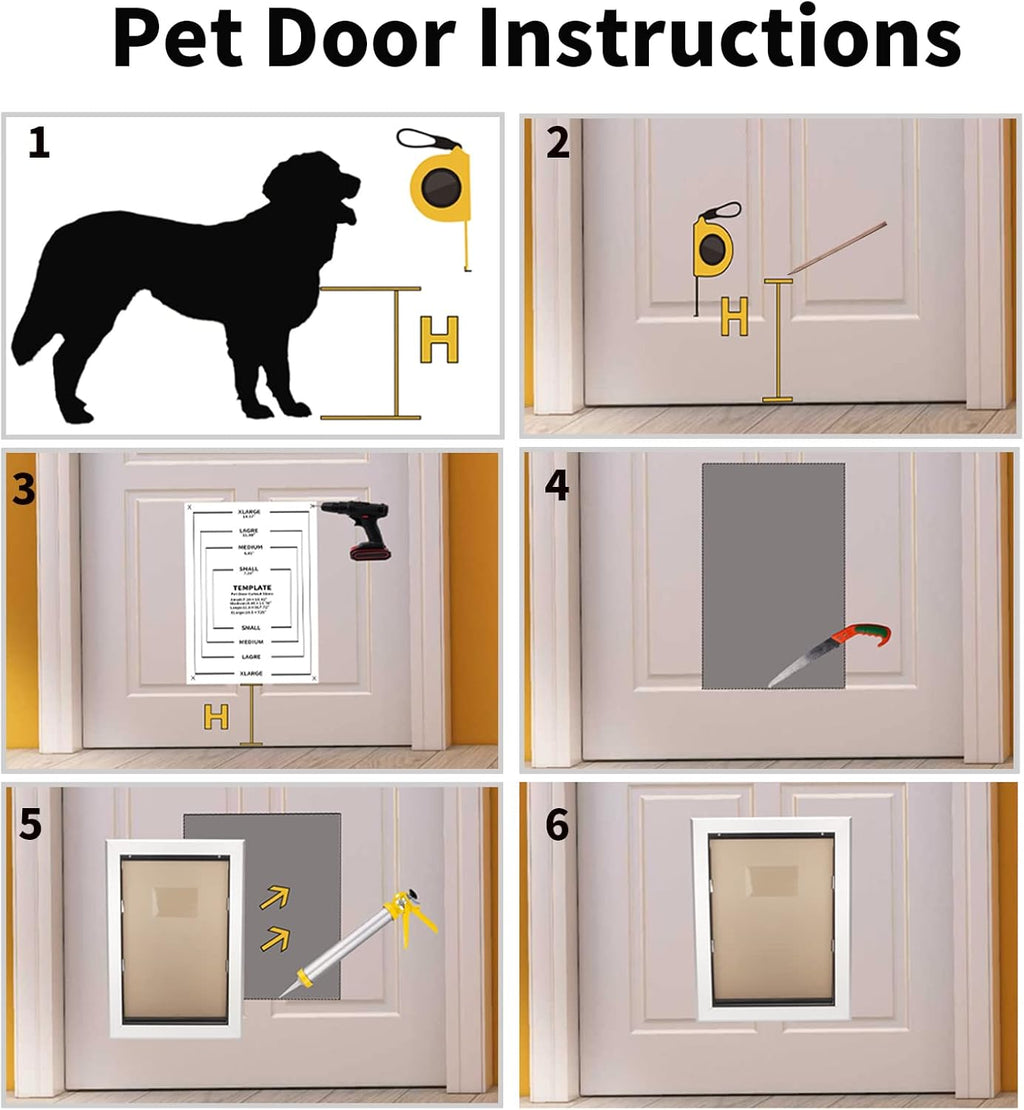Large Dog Door with Magnetic Double Flaps and Aluminum Frame P898409