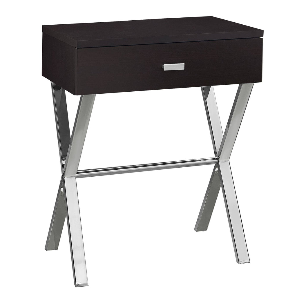 Cappuccino Chrome Metal Night Stand Accent Table W526