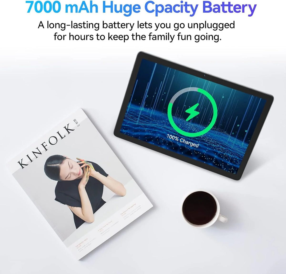 10 Inch Android Tablet with Keyboard 128GB ROM Octa-Core 2 In 1 Tablet K818