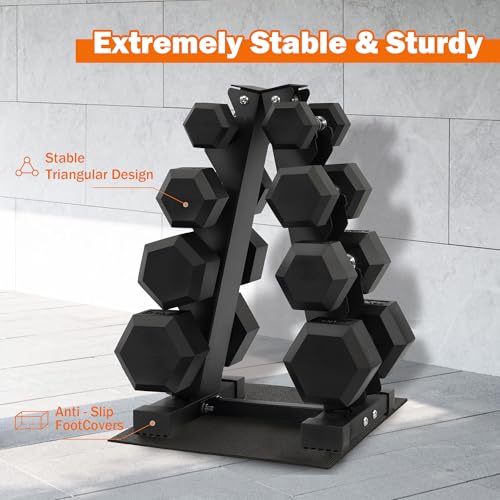 Rubber Encased Hex Dumbbell Set with Rack G57318