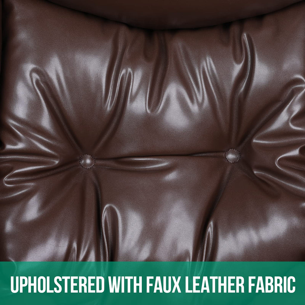Brown Faux Leather Armchair with Side Pocket R607