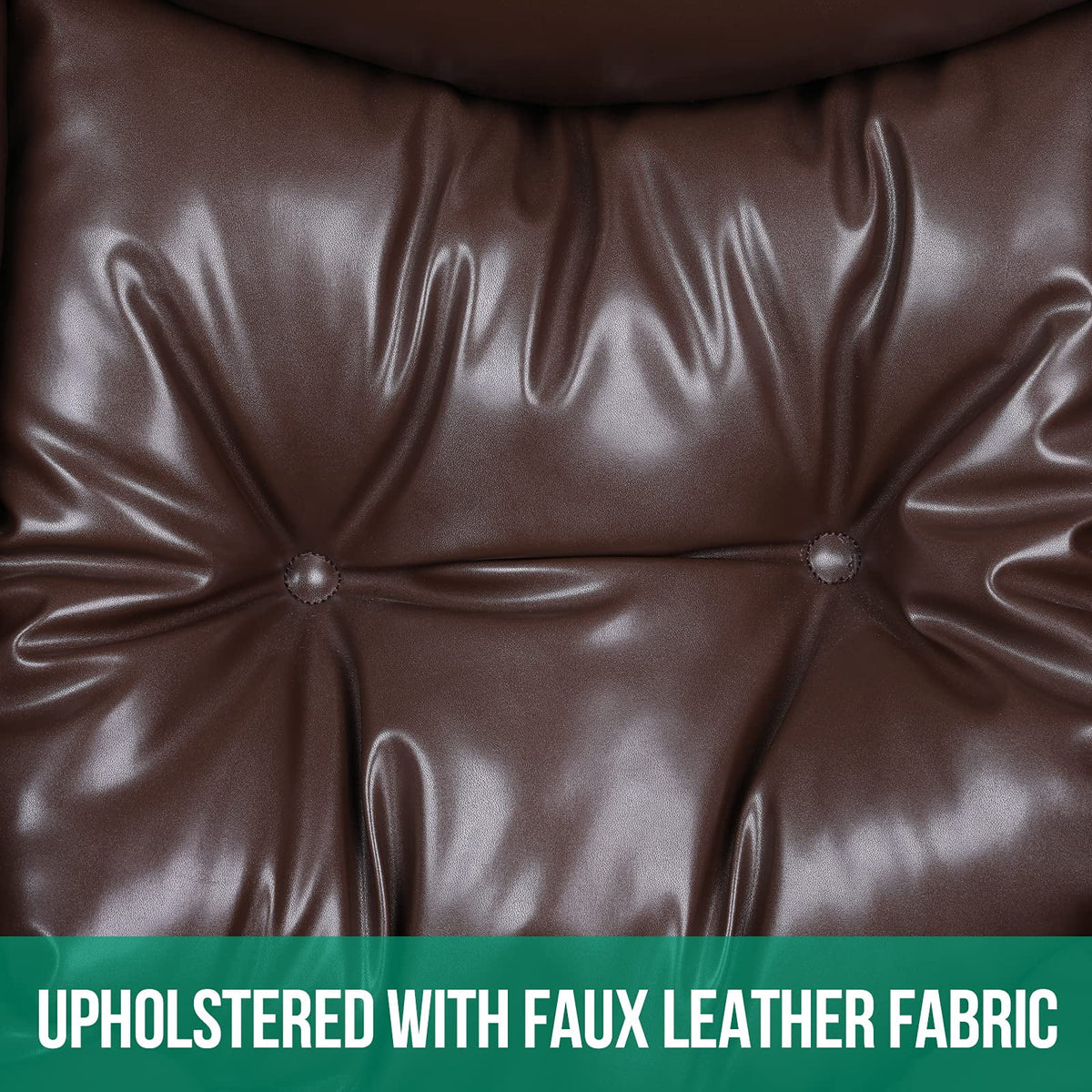 Brown Faux Leather Armchair with Side Pocket R607