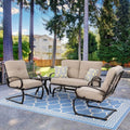 4 Pieces Outdoor Metal Patio Furniture Set with Coffee Table Blue J927