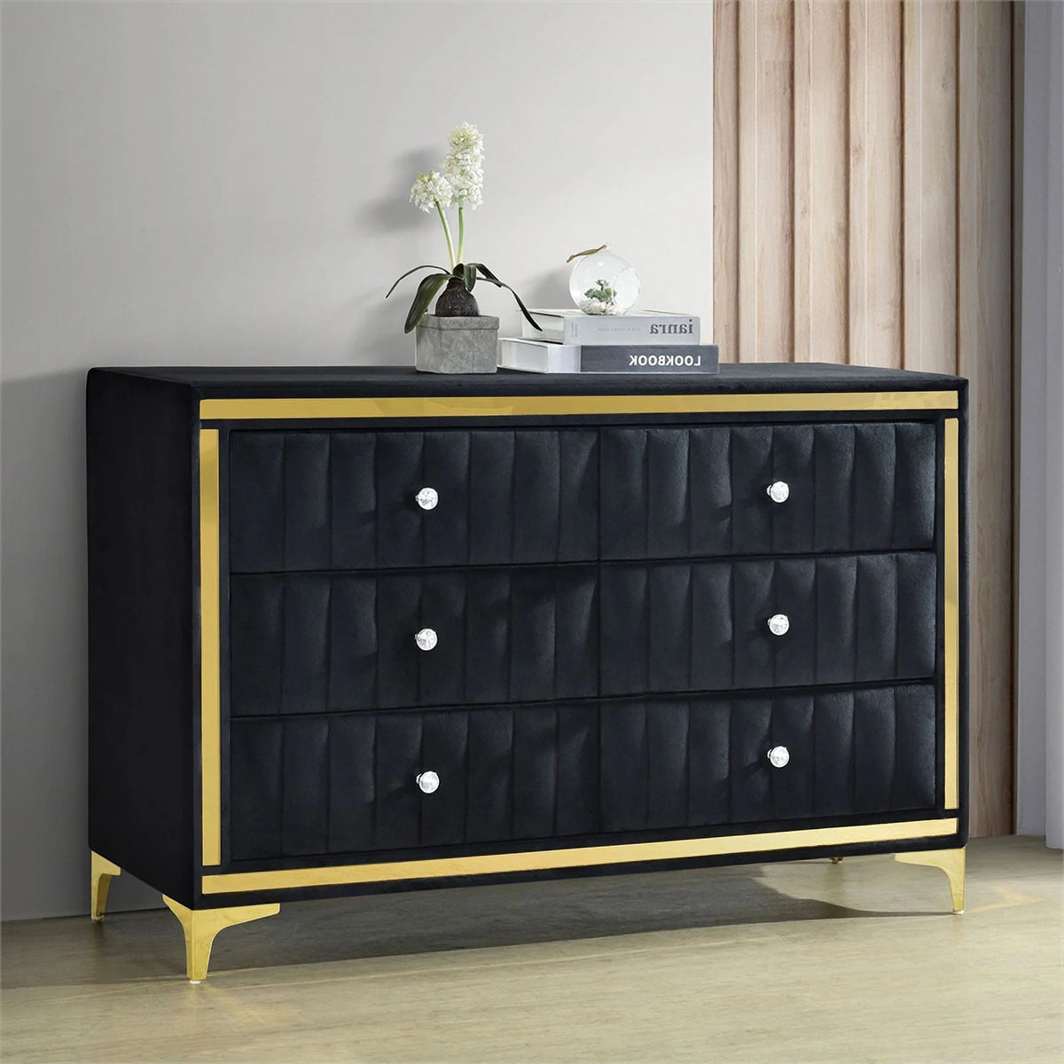 Black Velvet 6 Drawer Dresser W48377