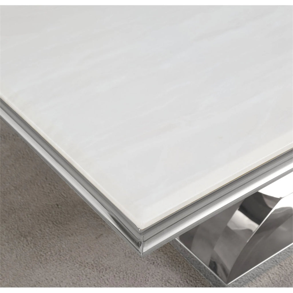 Terracotta Silver Faux Marble Pedestal Dining Table Z542