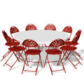 11-Piece Folding Dining Table with 10 Red Chairs Set T836336