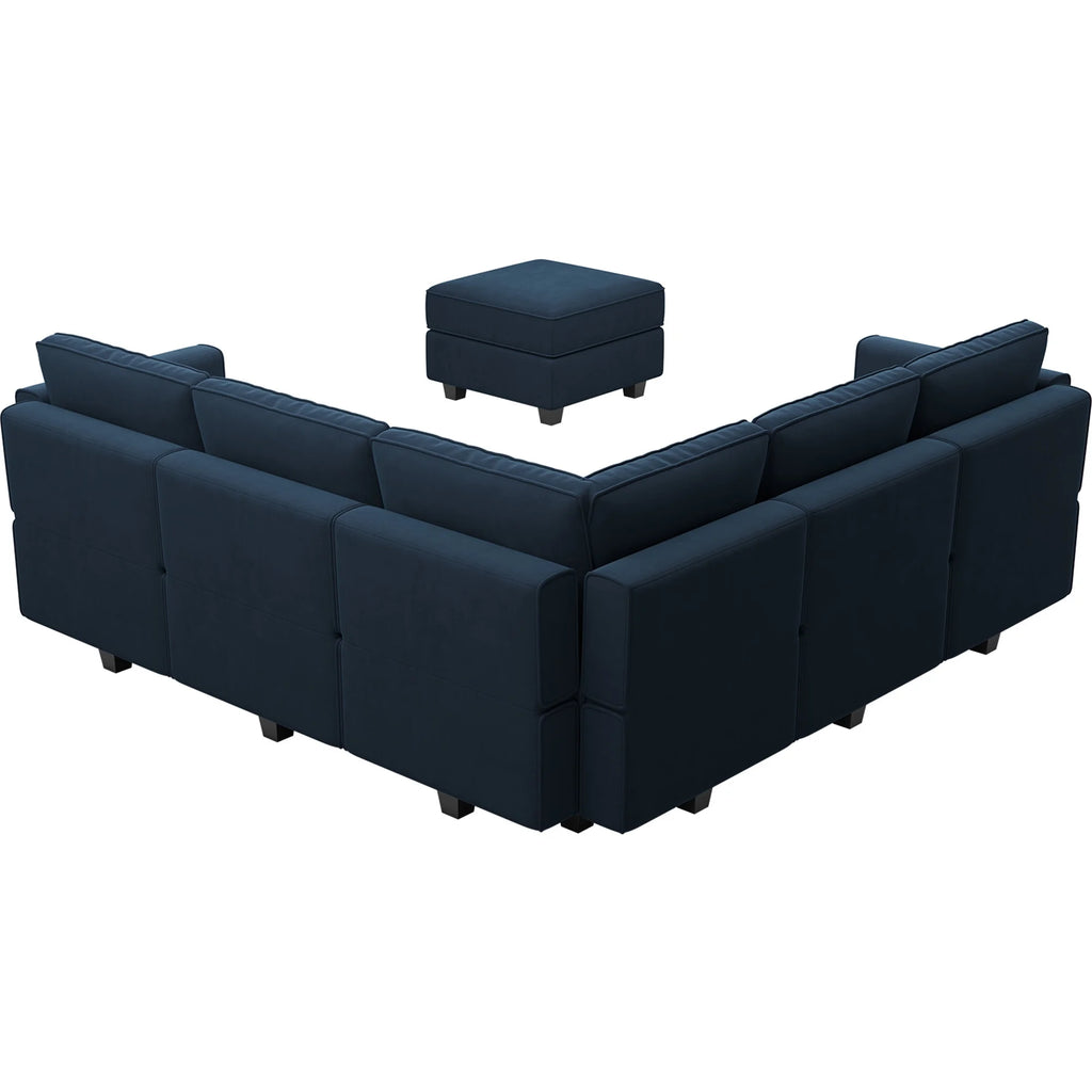 Blue Velvet L Shaped Sectional Sofa with Storage M9316