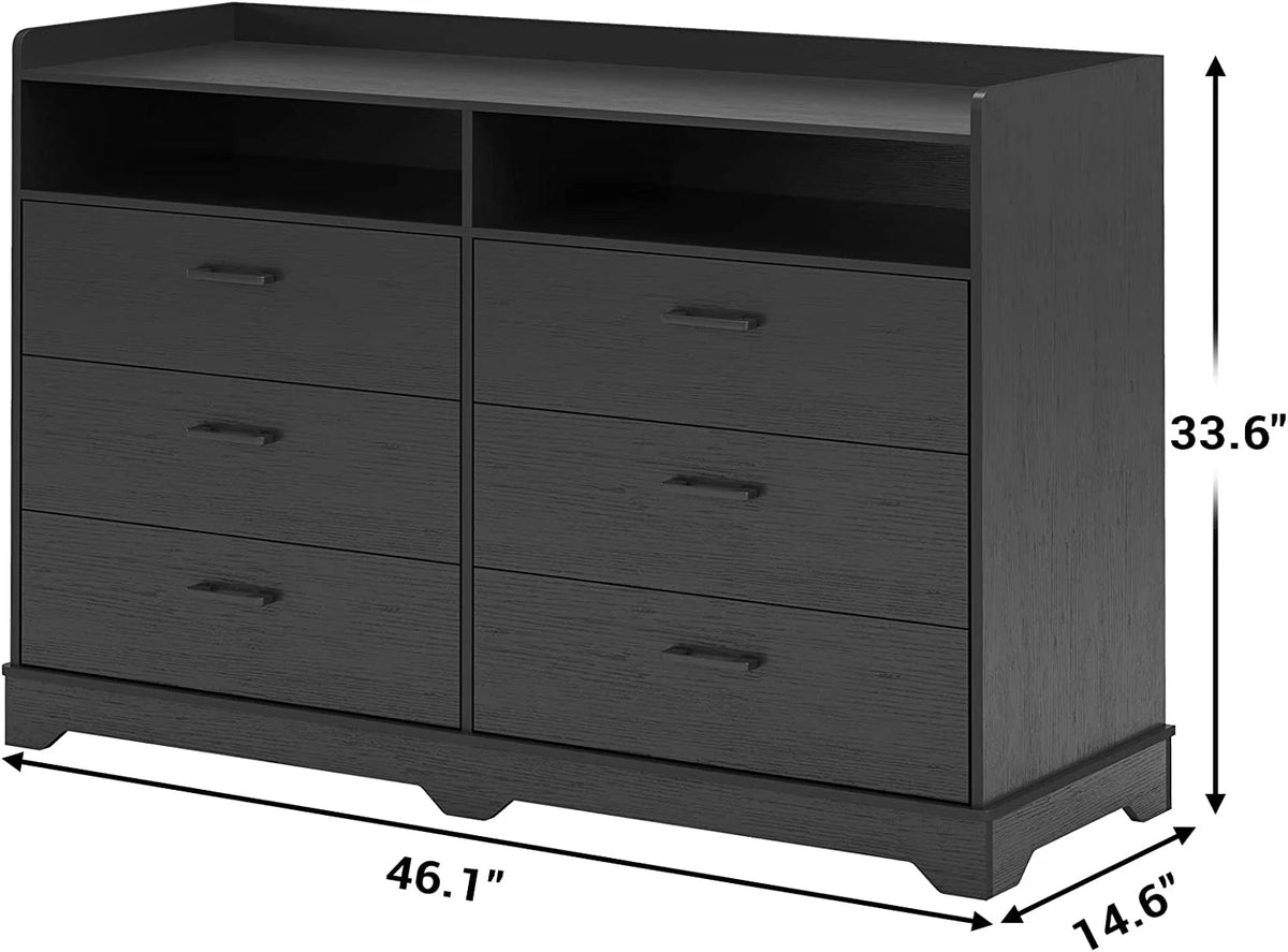 Black 6 Drawers Dresser O40136