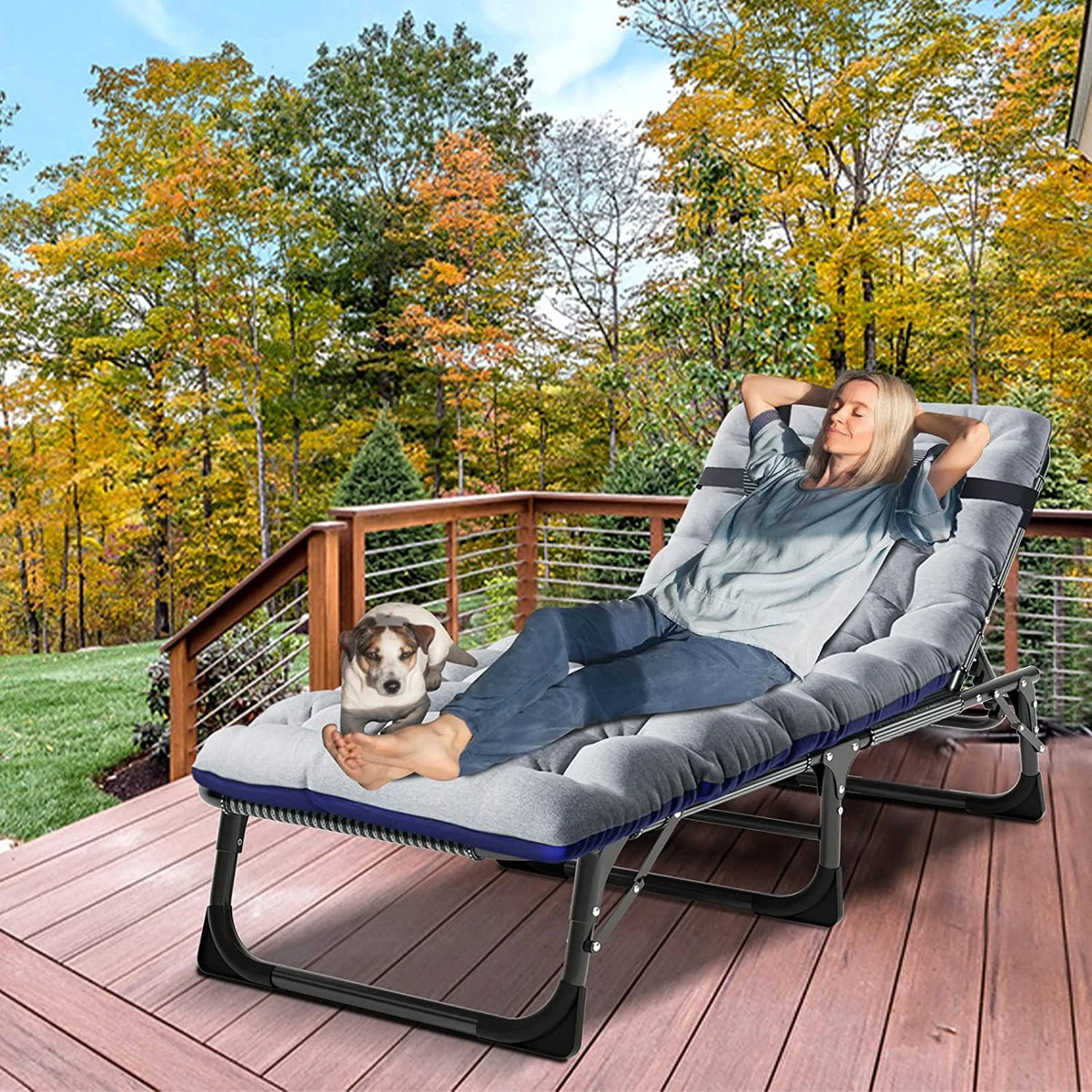 Folding Camping Cot with Cushion & Pillow G894493