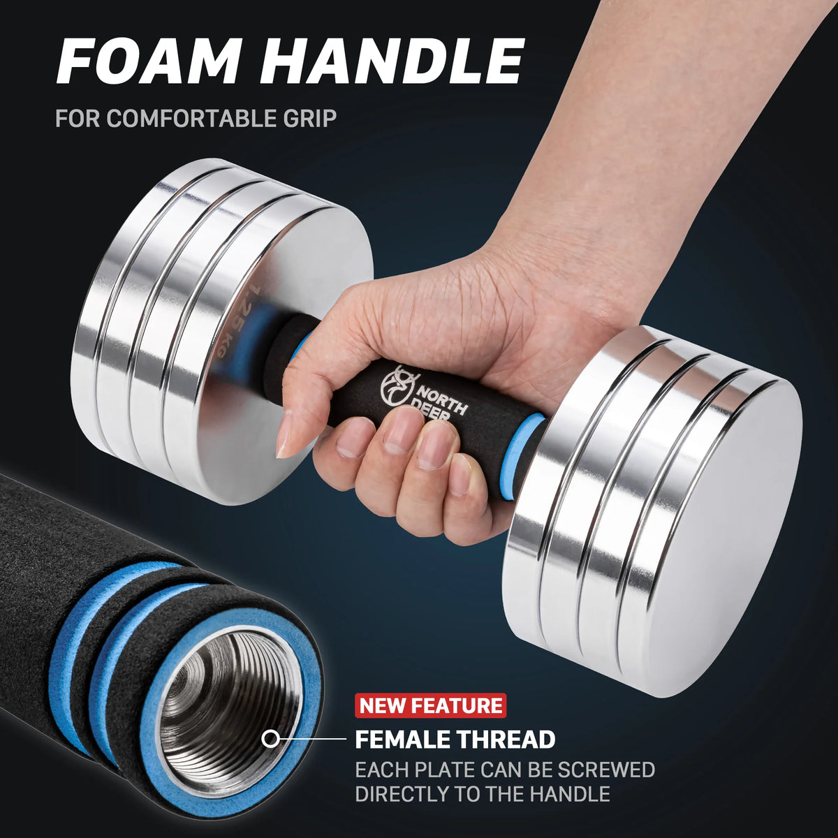 2.0 Upgraded Adjustable Dumbbell Set 40Lbs Steel Dumbbell Barbell Set D19815