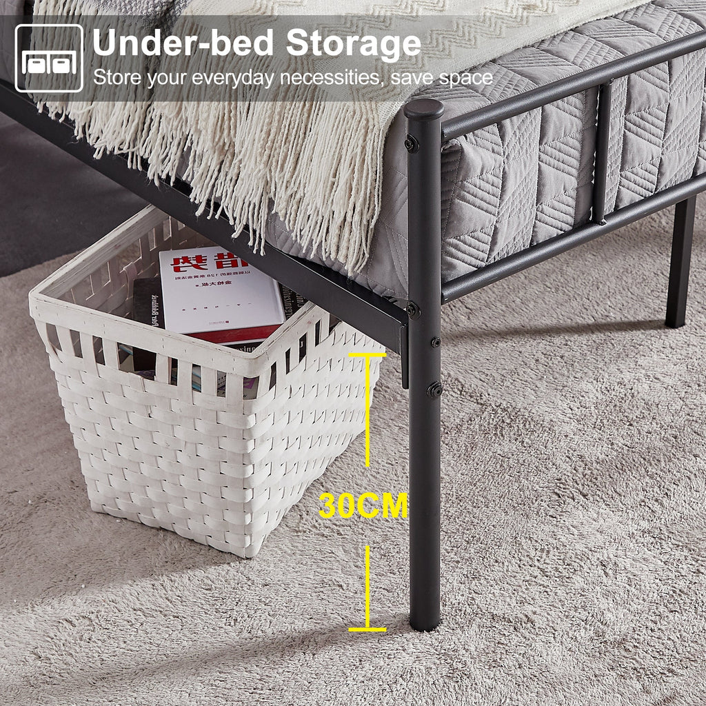 Twin Size Black Metal Platform Bed Frame with Headboard and Footboard E63423