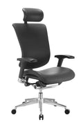 Black Leather Executive Swivel Chair with Headrest N321