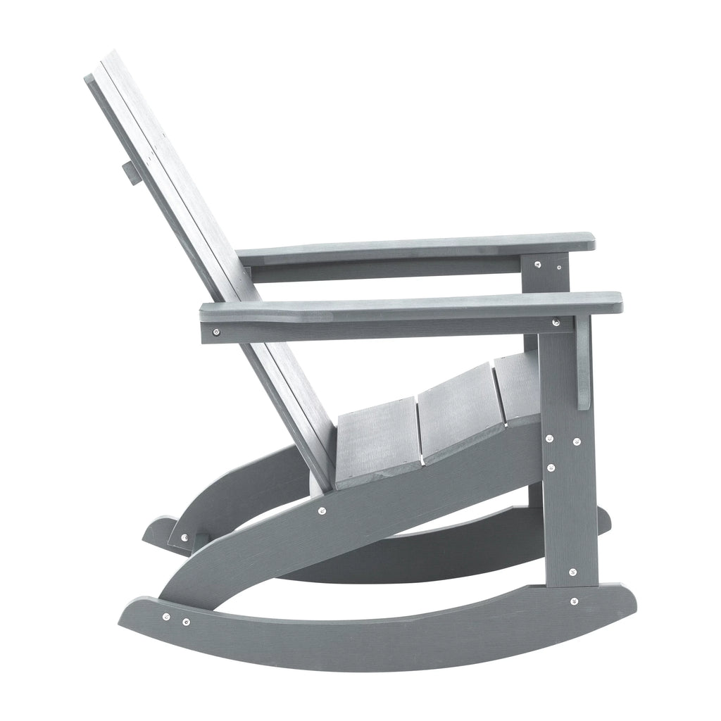 Gray 2-Slat Poly Resin Rocking Adirondack Chair S464