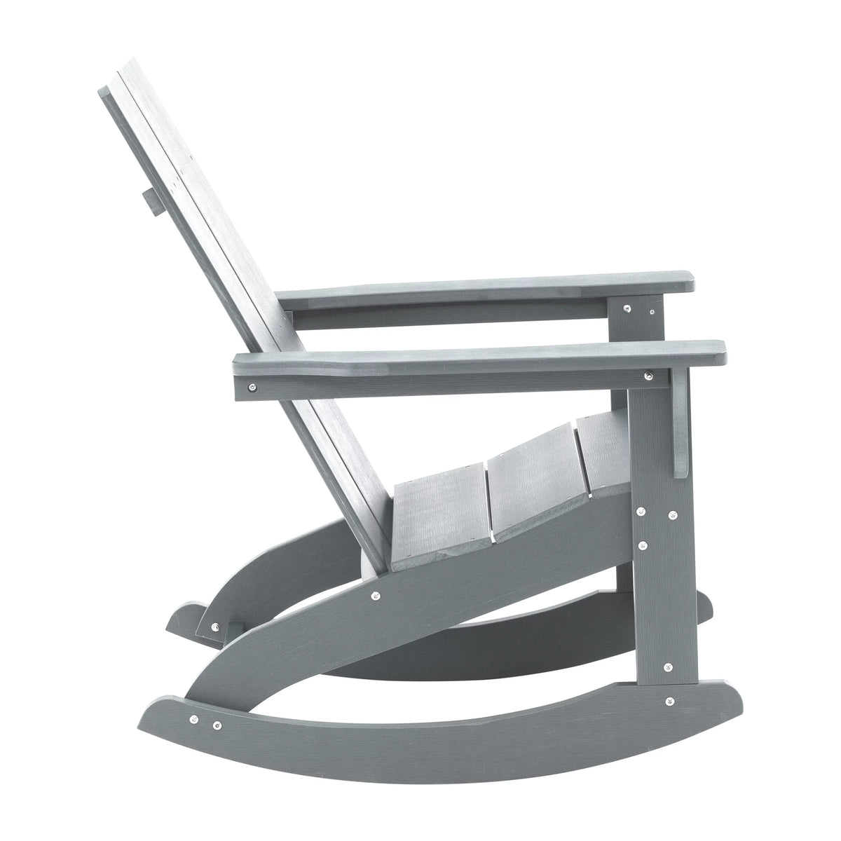 Gray 2-Slat Poly Resin Rocking Adirondack Chair S464