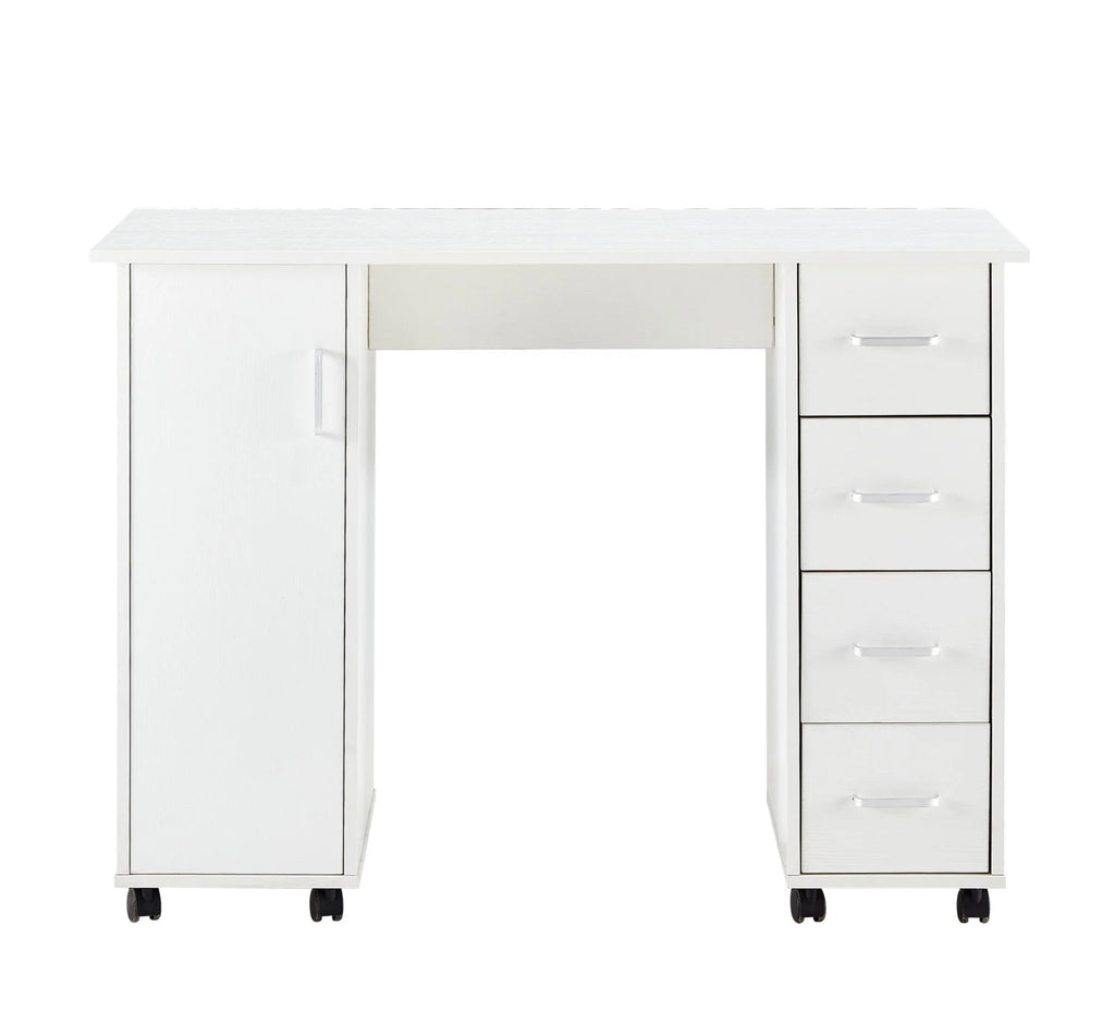 White Computer Desk with Drawers and Locker N538518