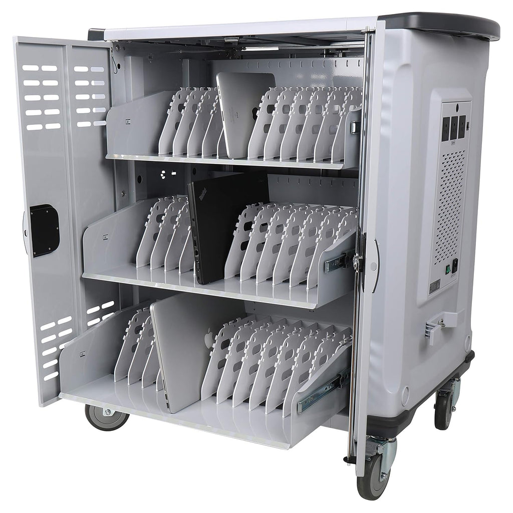 Fully Assembled 42 Device Mobile Storage Cart with 3 Outlets J115473