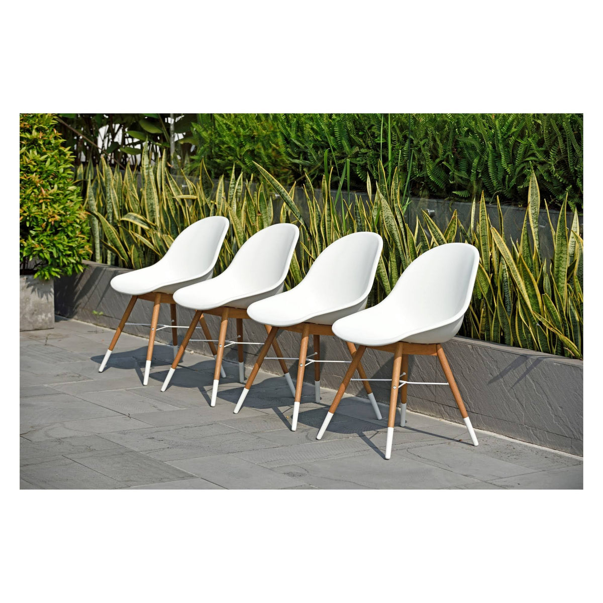 4pk Eucalyptus Patio Dining Armchair Set Teak Finish K7965