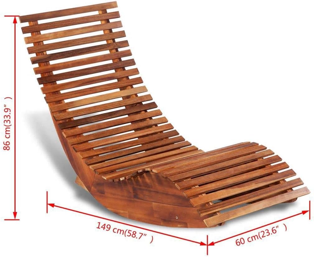 Solid Acacia Wood Rocking Sun Loungers Brown W314414