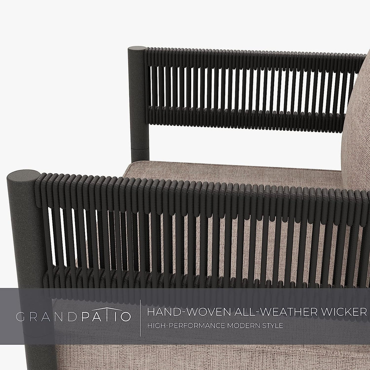 5-Piece Woven Wicker Outdoor Conversation Set with Cushions and Nested Table F819