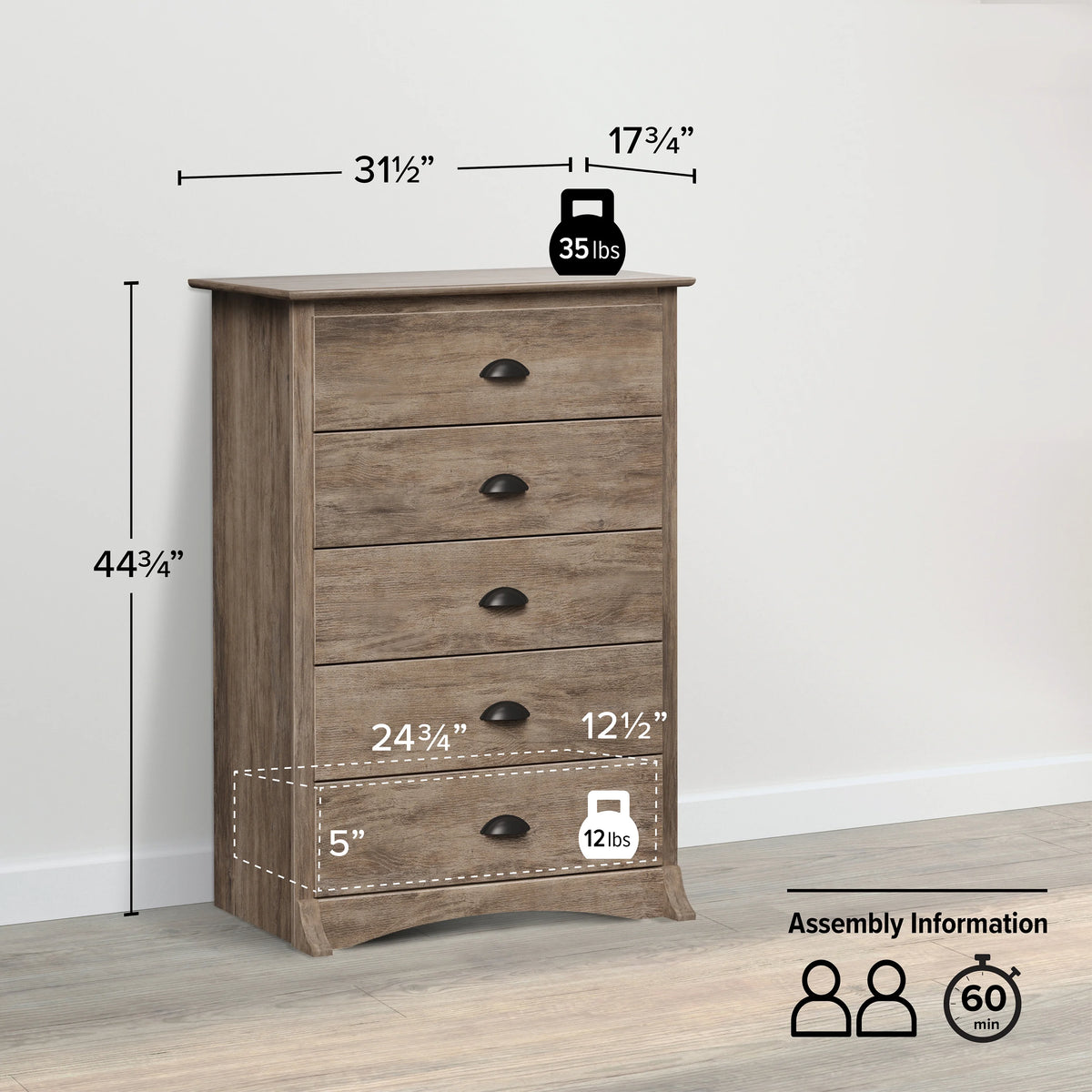 5 Drawer Chest Dresser S243902