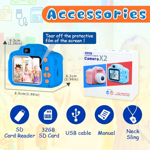 Kids Selfie Camera with 32GB SD Card C396