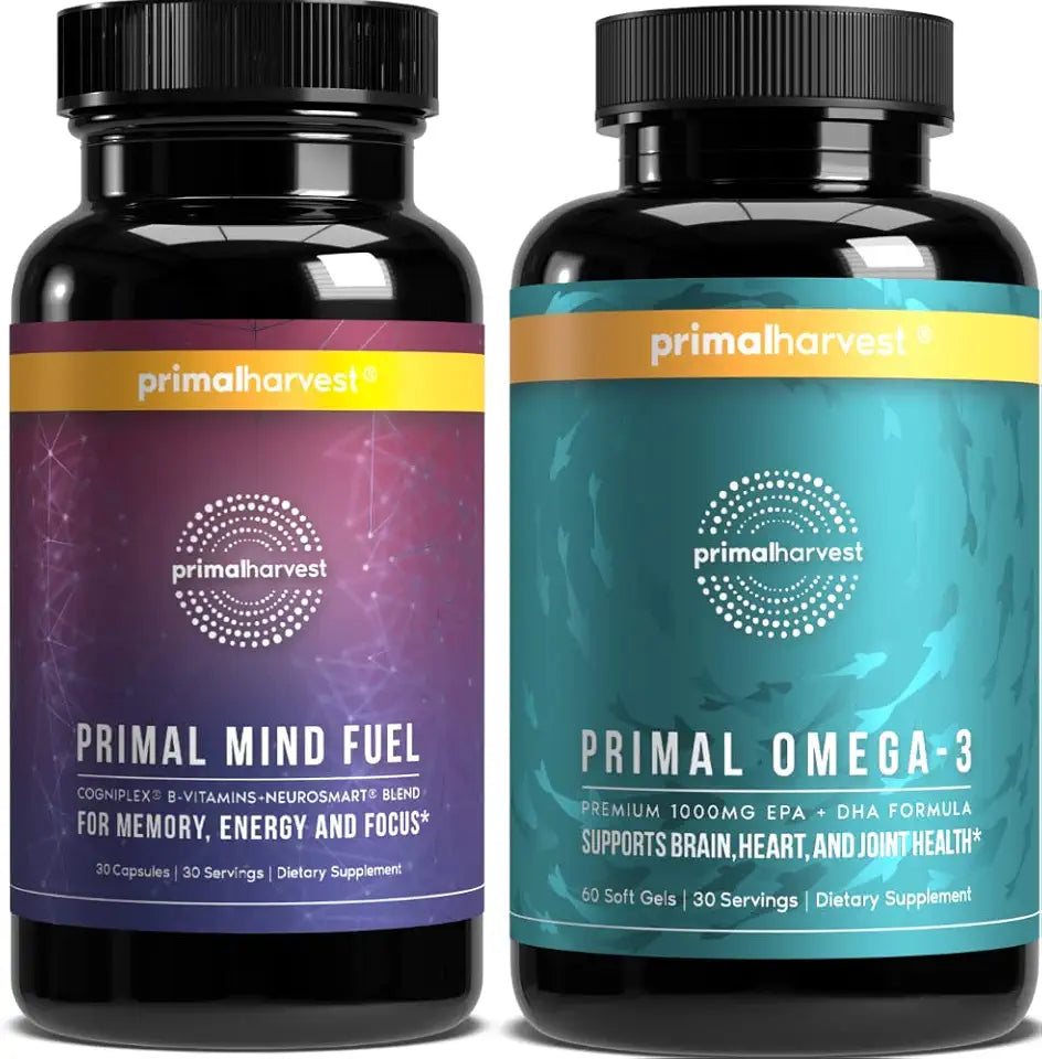 Omega 3 Fish Oil Capsules and Brain Booster Pills Bundle C6495