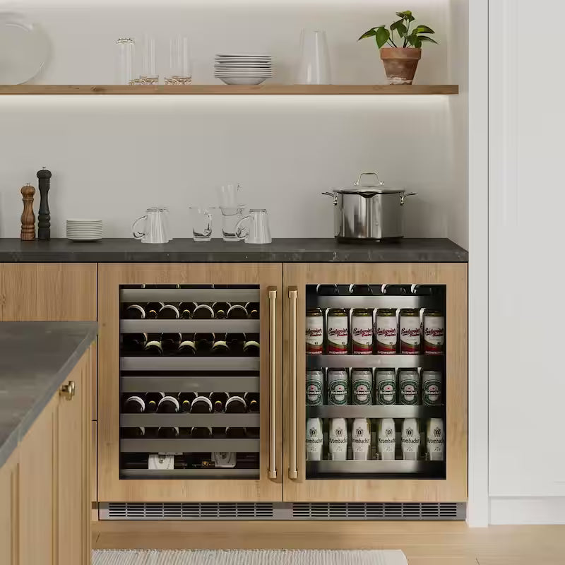 24 in. Dual Zone 44-Bottle Panel Ready Wine Cooler with Glass Door N322833