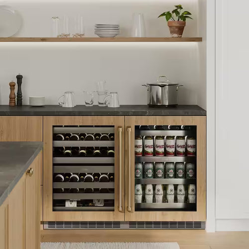 24 in. Dual Zone 44-Bottle Panel Ready Wine Cooler with Glass Door N322833