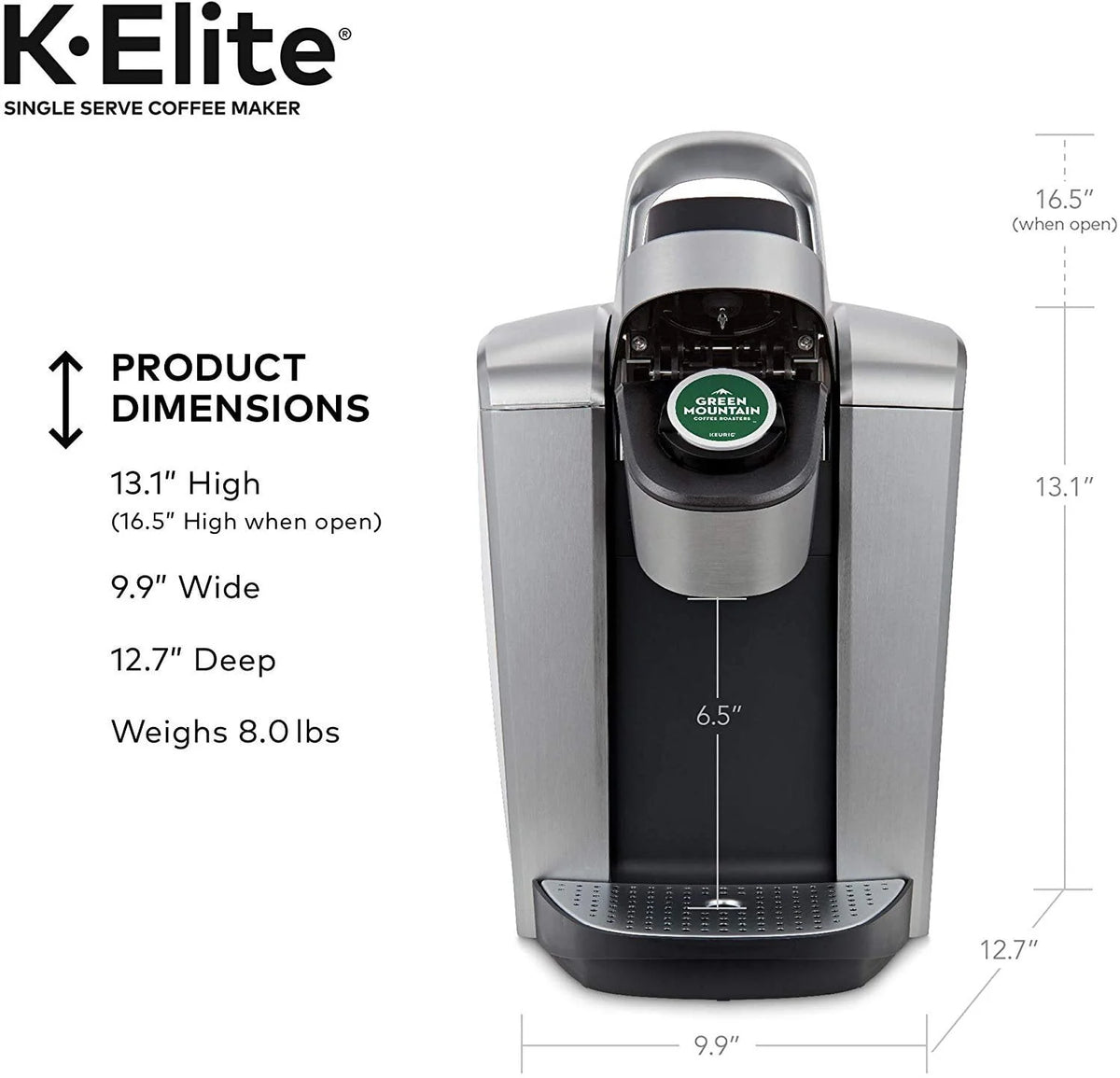 Single Serve K-Cup Pod Coffee Maker, Brushed Silver M4895