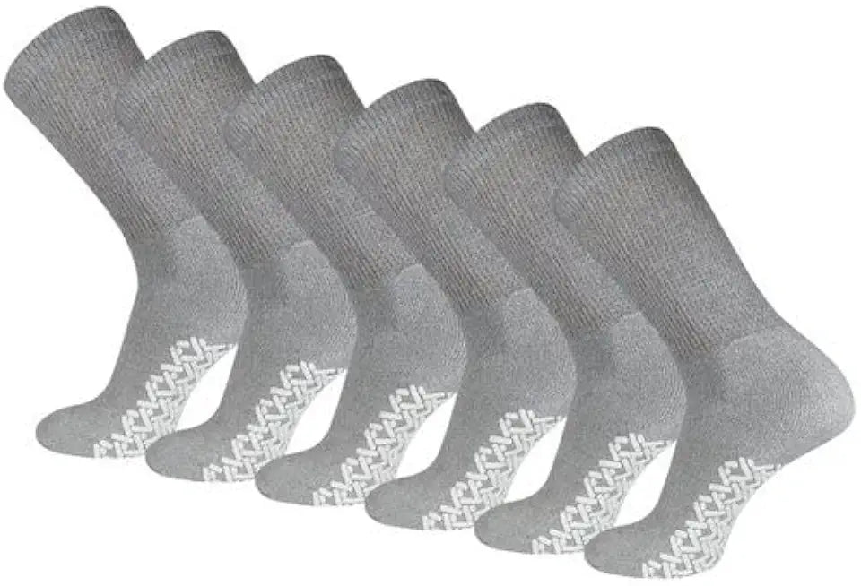 Big and Tall Non-Skid Diabetic Cotton Crew Socks 3-12 Pairs K1362