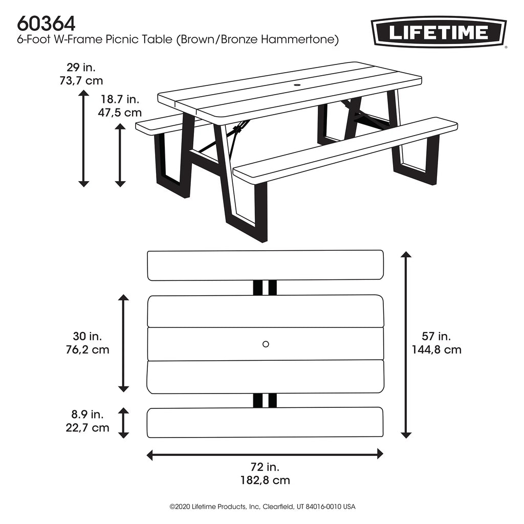 6-Foot HDPE Folding Picnic Table O64269