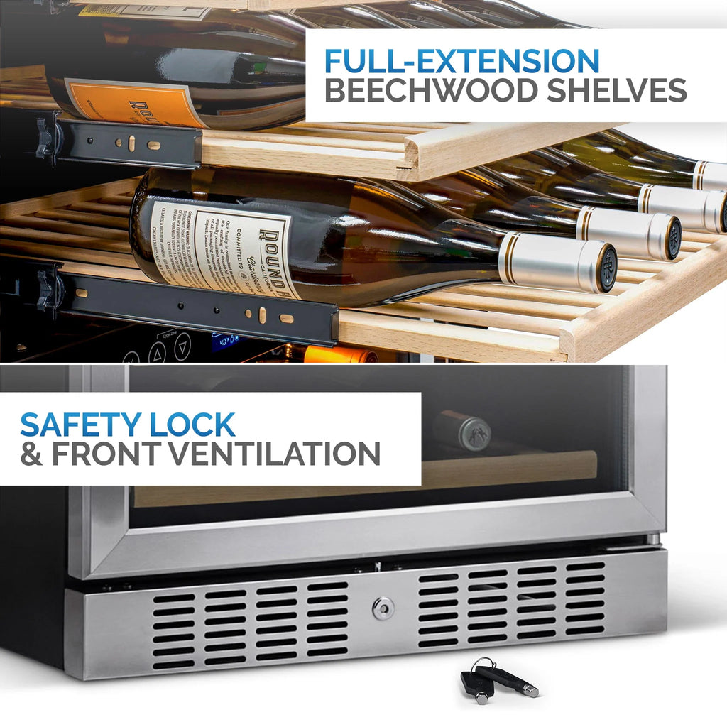 46-Bottle Dual-Zone Stainless Steel Wine Refrigerator Y3057