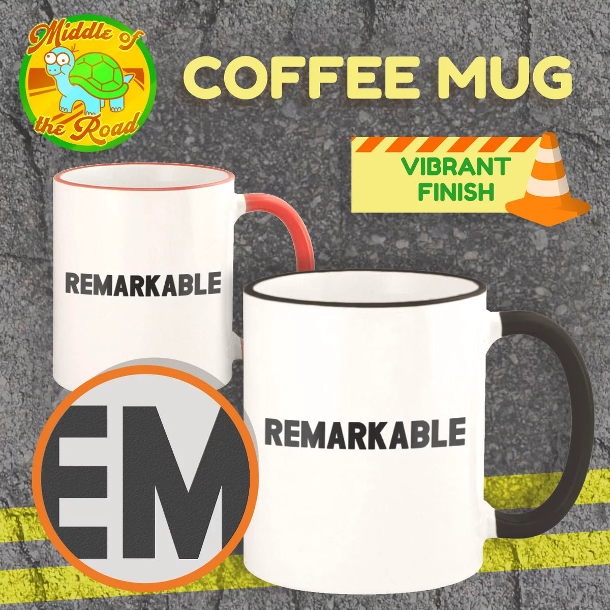 11oz Colored Rim and Handle Coffee Mug E421