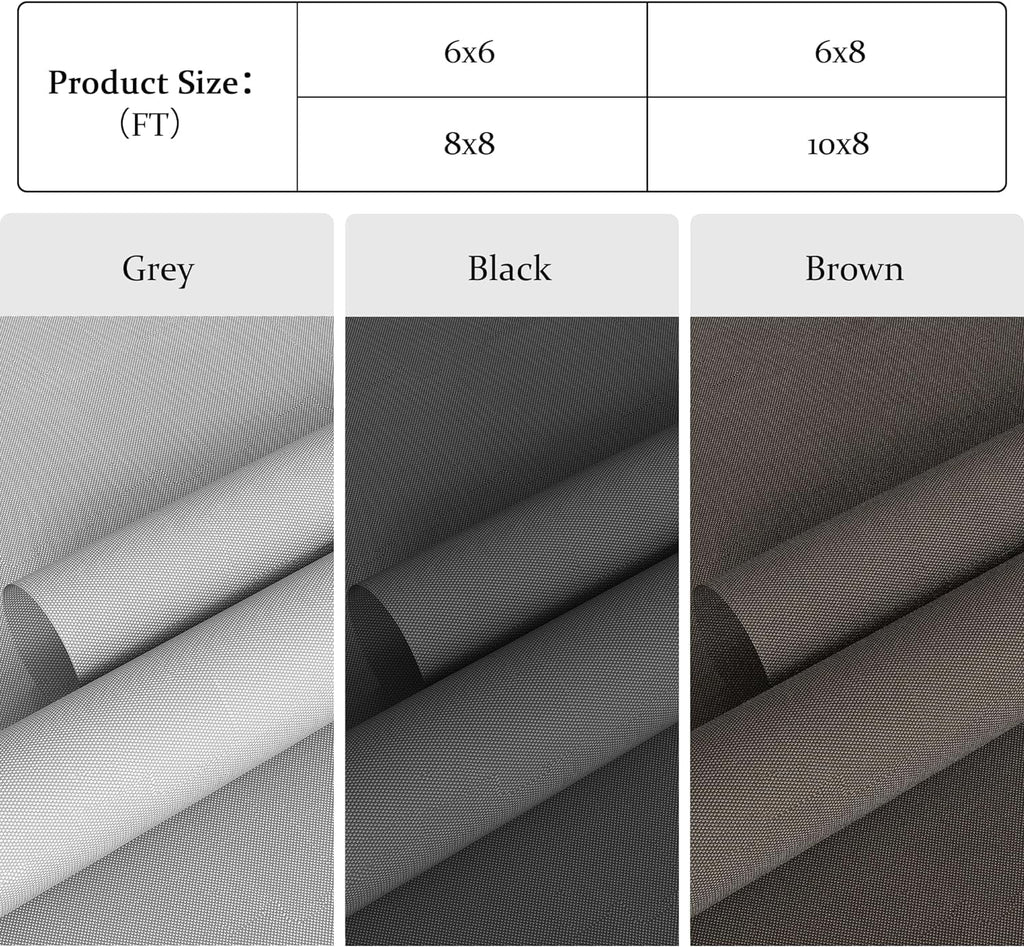 95% Blackout Cordless Waterproof Outdoor Roller Shades 6'Wx8'H Y81109