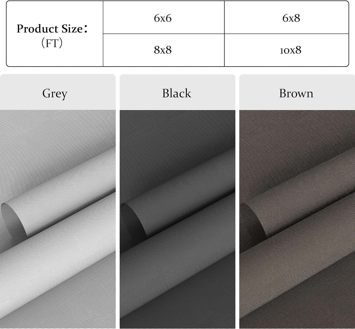 95% Blackout Cordless Waterproof Outdoor Roller Shades 6'Wx8'H Y81109